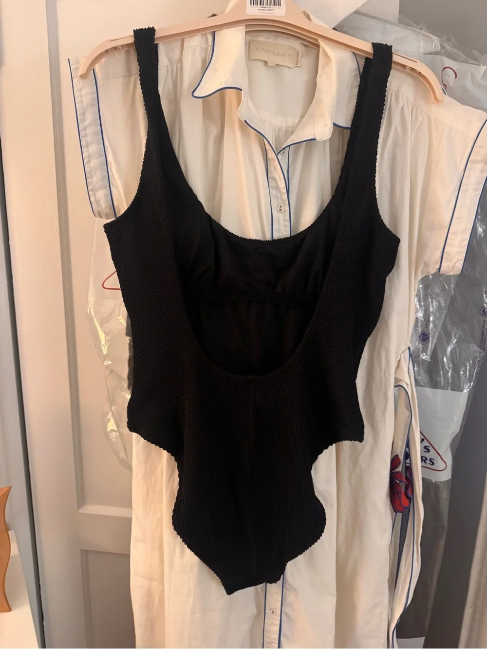 J. Crew Black Ribbed One-Piece Swimsuit